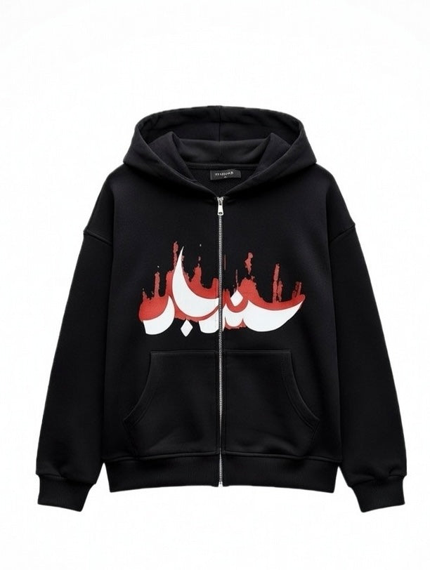 Redline oversize black zip-up hoodie